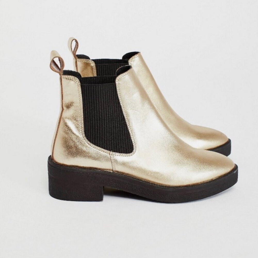 NWOB Heiress x Free People Caleb Chelsea Metallic Leather Slip On Ankle Boot